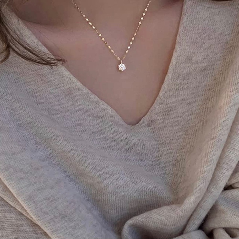 GOLD 14k Plated CZ Diamond Necklace - Picture 2 of 3